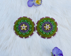 green floral studs